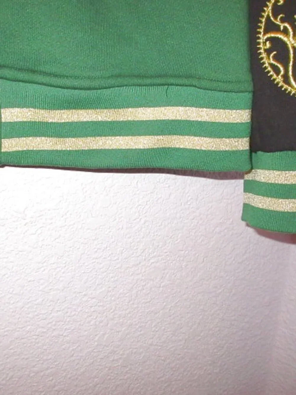 Wicked Emerald City Bomber Jacket Size M Glitter Embroidered Oversized Varsity - Picture 8 of 11